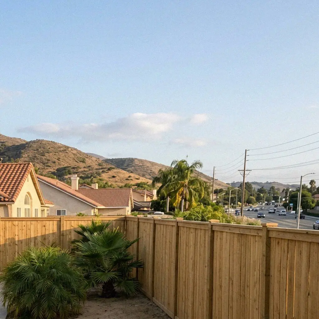 Residential street with single family homes in Moreno Valley
