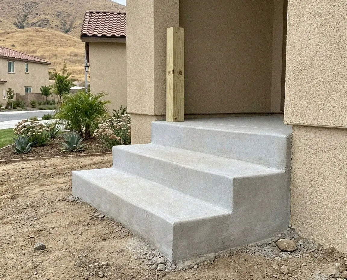 Reinforced concrete entry steps at a Moreno Valley residential home