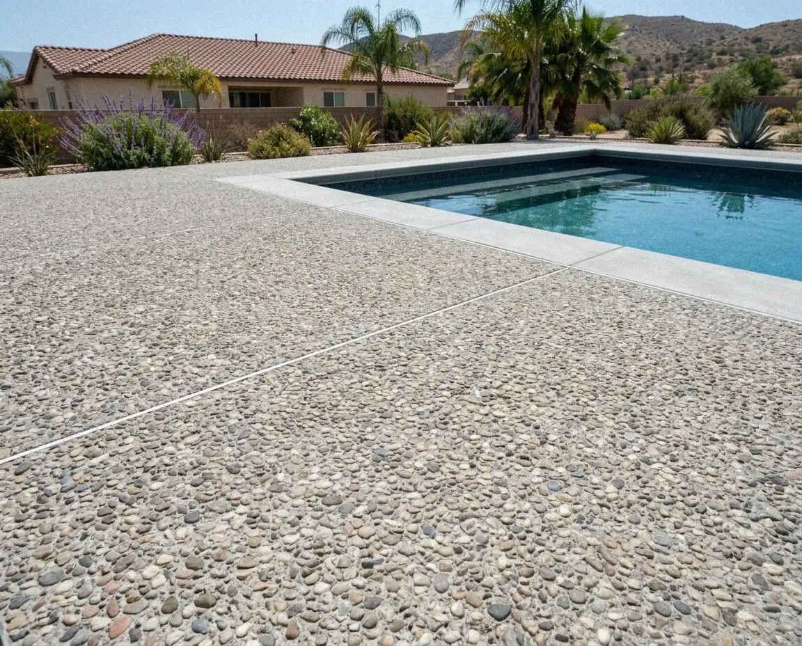 Stamped decorative patio at a single family home in Moreno Valley